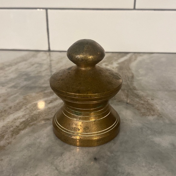 Antique vintage solid brass lidded inkwell stationery primative - Picture 1 of 8
